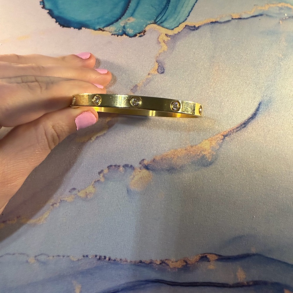 Gold Bangle Bracelet with Sparkly Jewels